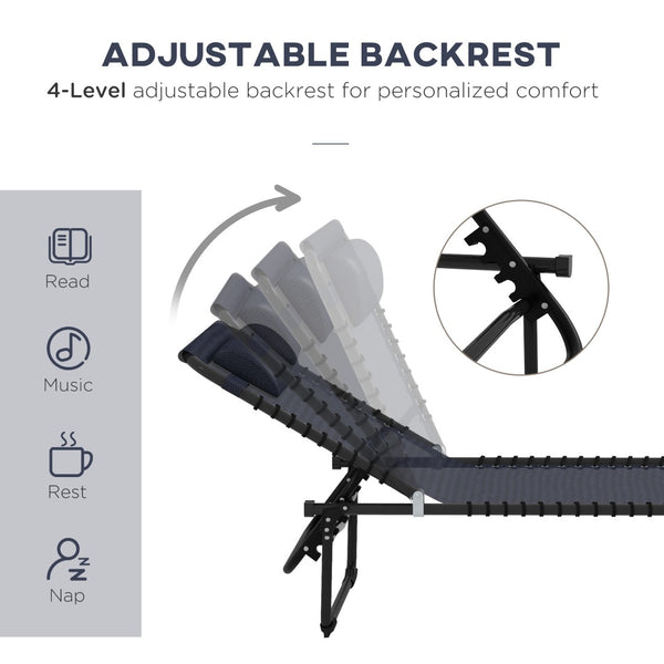 English Elm Outsunny Folding Chaise Lounge Set Of 2 - Adjustable Pool Chairs With Pillow For Ultimate Comfort W2225P174368-GIGA