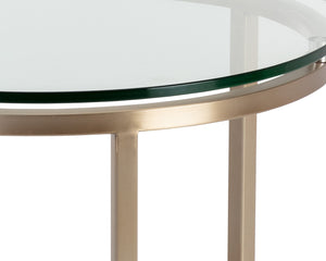 Sunpan Flato End Table - Elegant Tempered Glass Top with Antique Brass Base for Modern Living Spaces