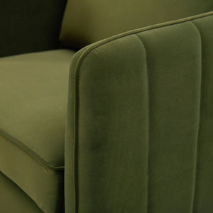 English Elm Accent Velvet Armchair Mid-century Modern Plush Seat with Metal Legs for Any Room Green W3244P325833