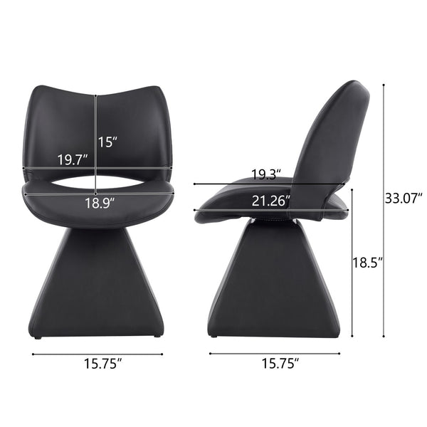 English Elm The Swivel Dining Chair with Hollow Cutout Back Faux Leather Hardwood Frame Modern Black W3612P436510