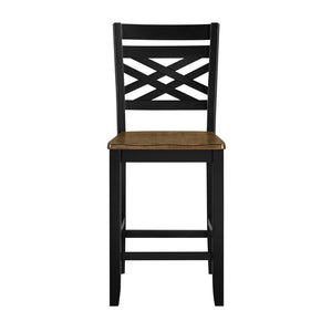 English Elm 5pc Round Counter Height Dining Set Acacia Wood Pedestal Table with Built-in Shelf B011P427921
