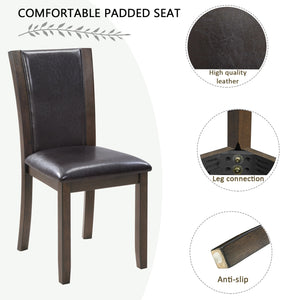 English Elm 5-Piece Modern Dining Set for 4 with Waterproof Wood-Grain Top, X-Back Chairs, Linen Comfort, Stable Frame Dark Walnut W1998S00073