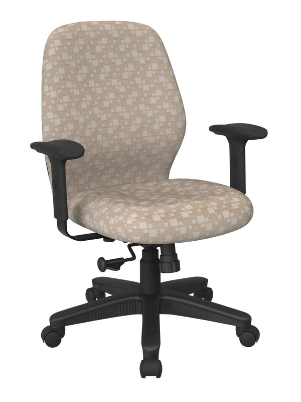 OSP Home Furnishings Mid Back Ergonomic Manager Chair with Synchro Tilt Lumbar Support and Padded Arms Birch 3121-K106