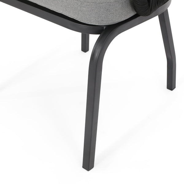 English Elm Christopher Knight Home® - CANDLEWOOD Woven Rope Club Chair Set of 2 - Modern Black Metal Frame, Water-Resistant Cushions, Handcrafted 65762.00BLK