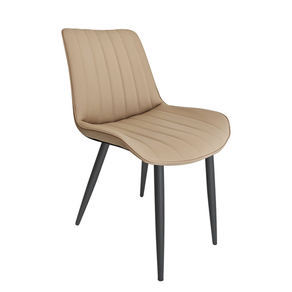 English Elm Khaki Pu Leather Armless Dining Chairs Set Of 4 With Metal Legs – Modern Wave Pattern & Comfort T3967P383850