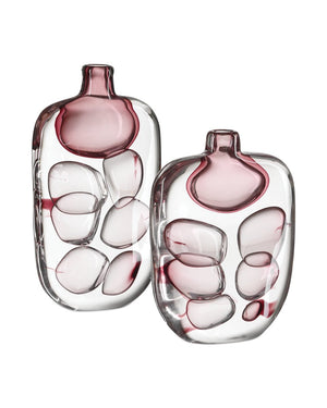 Currey & Company Vicolino Medium Vase - Handcrafted Clear & Purple Glass With Organic Bubbles For Stunning Decor Pink Glass 1200-1016-currey-company