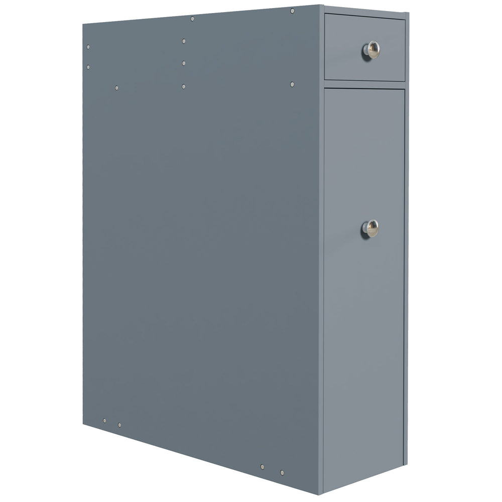 English Elm HOMCOM Slim Bathroom Storage Cabinet Narrow Freestanding Organizer with Drawers & Hidden Compartments Grey W2225P200614