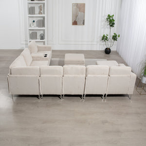 English Elm Convertible Sectional Sofa With Storage Ottoman, Cupholders & Usb Ports - Modern Comfort For Living Spaces W3098S00034