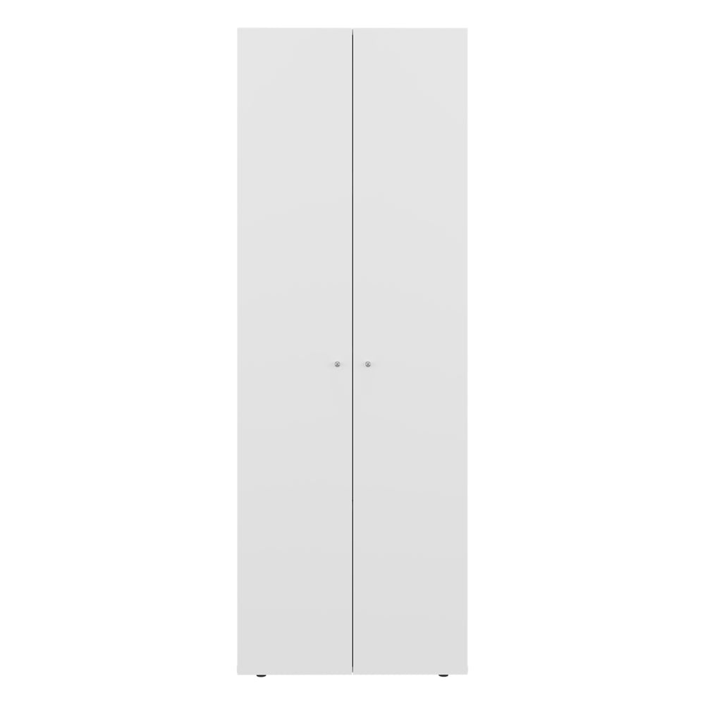 English Elm Home 2 Door Closet System Compact 66.9"H White Wardrobe with 4 Fixed Shelves for Small Spaces B070P351126