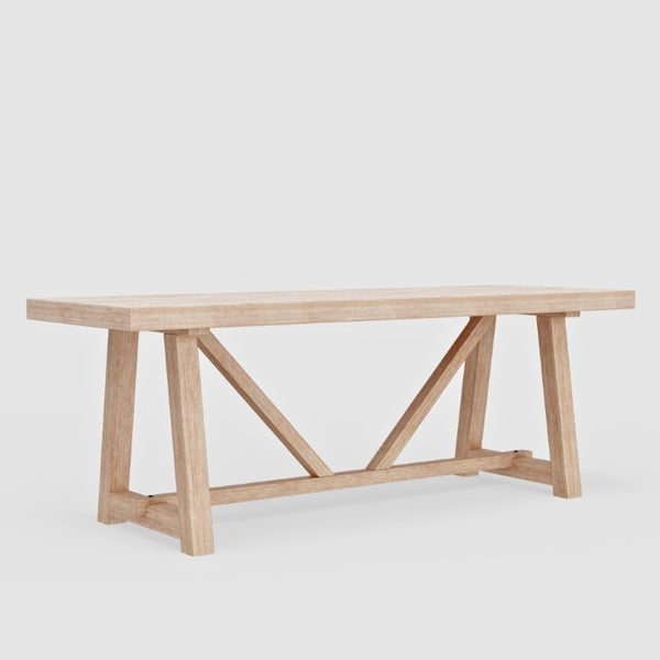 Alpine Furniture Raquel Driftwood Rectangular Dining Table — Japandi Minimalist 84" Seats 6, Durable, Easy Assembly 3269-01