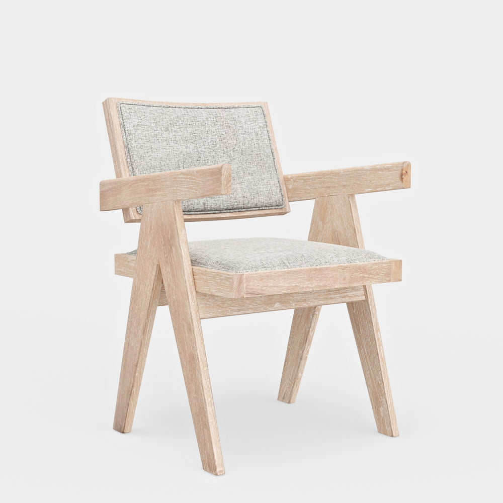 Alpine Furniture Raquel Linen Gray Beige Side Chairs Set Of 2 - Driftwood Frame, Padded Comfort, Contemporary Dining 3269-02