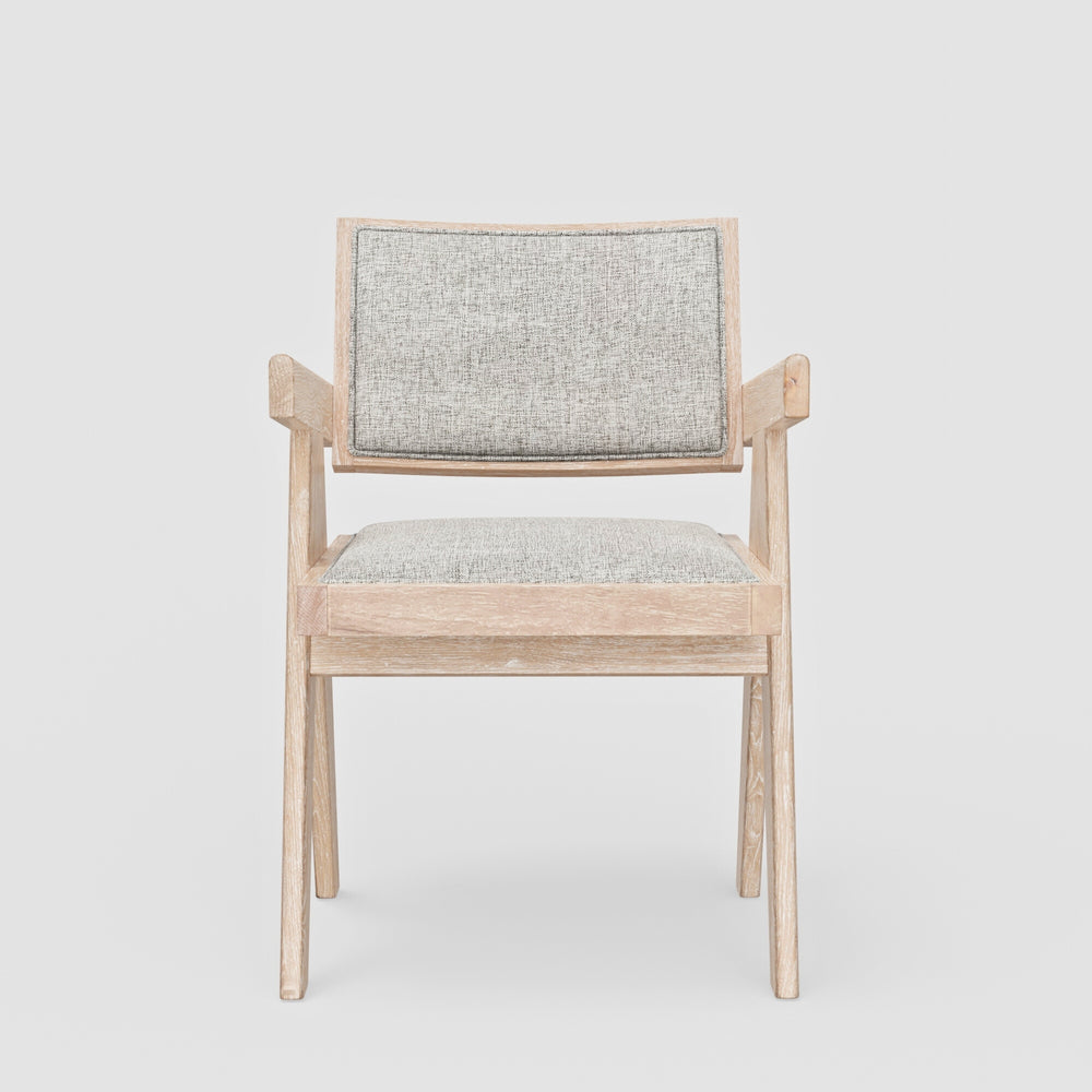 Alpine Furniture Raquel Linen Gray Beige Side Chairs Set Of 2 - Driftwood Frame, Padded Comfort, Contemporary Dining 3269-02