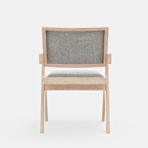 Alpine Furniture Raquel Linen Gray Beige Side Chairs Set Of 2 - Driftwood Frame, Padded Comfort, Contemporary Dining 3269-02