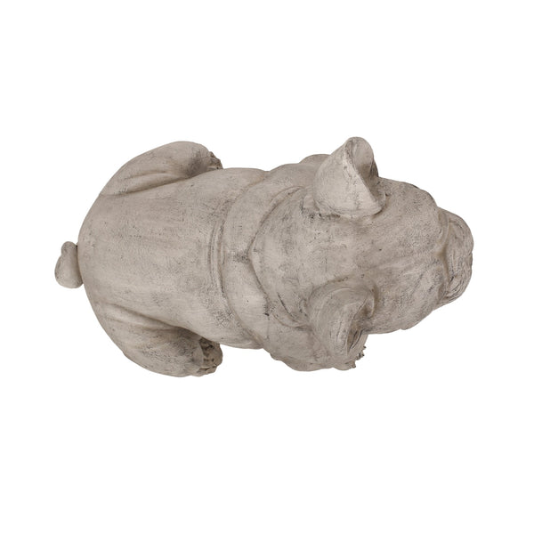 English Elm Christopher Knight Home® - DOG French Bulldog Garden Sculpture Cast Stone Outdoor Accent with Antique Wash, Durable Charm Rustic White 70293.00RUSWHTGRN