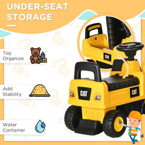 English Elm Aosom Cat Licensed Toddler Pedal Excavator with Moving Shovel and Under Seat Storage W2225P217062
