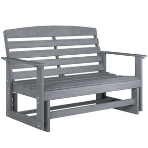 English Elm Double Outdoor Glider Bench Weatherproof Hdpe Slatted Farmhouse Porch Loveseat for Two Gray T3971P459259