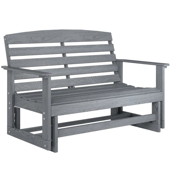 English Elm Double Outdoor Glider Bench Weatherproof Hdpe Slatted Farmhouse Porch Loveseat for Two Gray T3971P459259