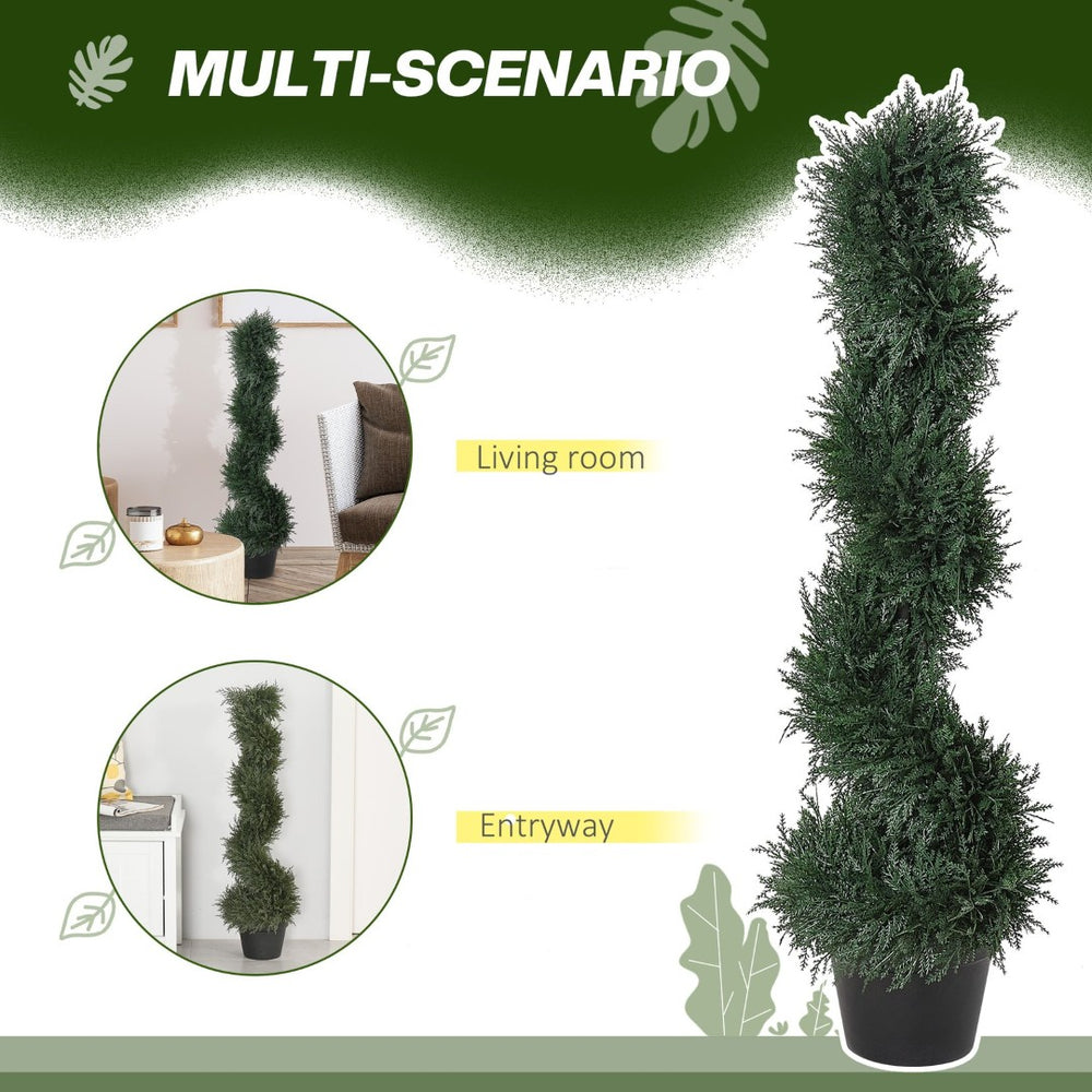 English Elm Artifical Cedar Spiral Topiary Faux Plant Sculpted Greenery for Entryway or Patio T3971P388016