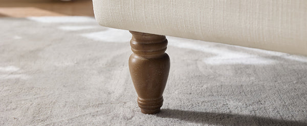 English Elm Vintage Linen Armchair with Rolled Arms and Turned Wood Legs — Plush Cushions, Sturdy Support, Timeless Accent for Living Spaces Cream 29.84 L x 29.5 W x 18.42 H N701P326070C