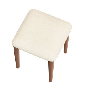 English Elm 39" Retro Bohemian Vanity Desk with Flip-Top Mirror & LED Lights, Rattan Drawers, 3-Drawer Storage, Walnut Finish N733P361800D