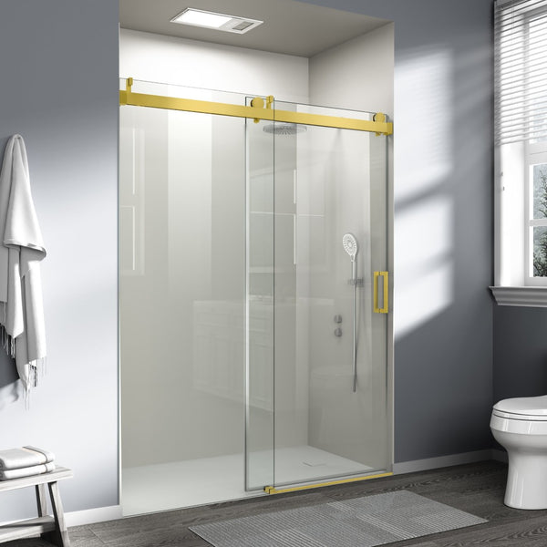 English Elm Top Rail with Buffer Gold Polished Finish Frameless Shower Door Sliding Track W1920P457919