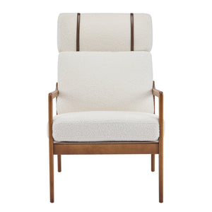 English Elm Christopher Knight Home® - Mid Century Modern Accent Armchair – Ergonomic High Back Lounge Chair With Beige Boucle Cushion Comfort N767P298391I