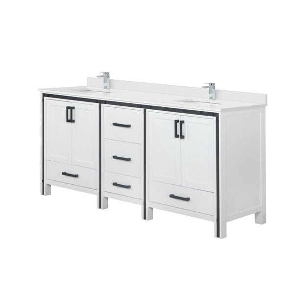 English Elm White Double Bath Vanity With Quartz Top, Chrome Faucet, Ample Storage & Soft-Close Features B2731P260631-GIGA
