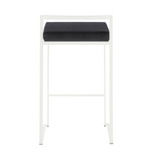 English Elm Contemporary Stackable Velvet Seat Counter Stools Steel Frame Kitchen Set of 2 B202P221935