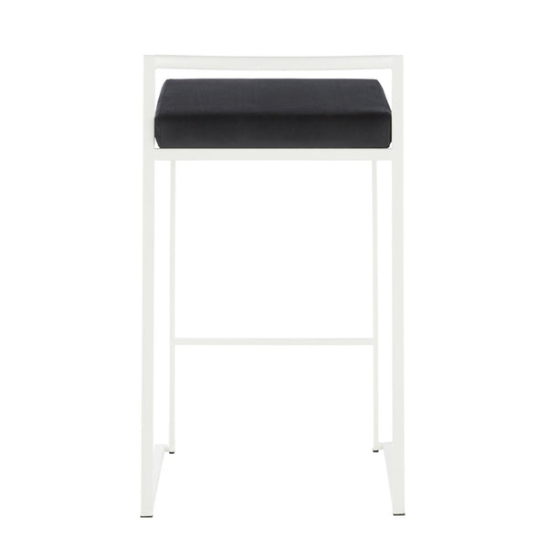 English Elm Contemporary Stackable Velvet Seat Counter Stools Steel Frame Kitchen Set of 2 B202P221935