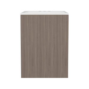 English Elm White Oak Compact Vanity Cabinet with Single Door and 2 Adjustable Shelves — Space-Saving 18.5x18.1x7.1 B062S01377