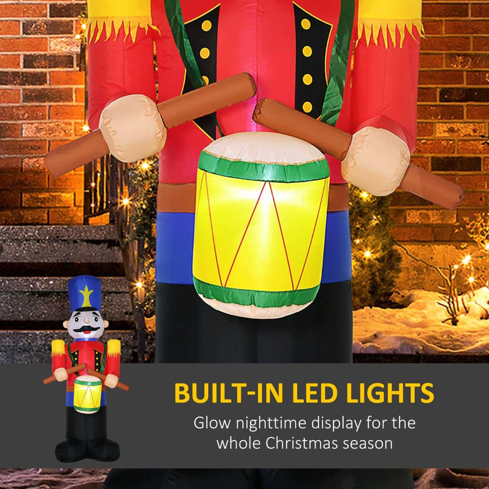English Elm Christmas Inflatable Nutcracker Soldier 8 Foot Led Lit Yard Decor with Drum T3971P387462