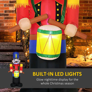 English Elm Christmas Inflatable Nutcracker Soldier 8 Foot Led Lit Yard Decor with Drum T3971P387462