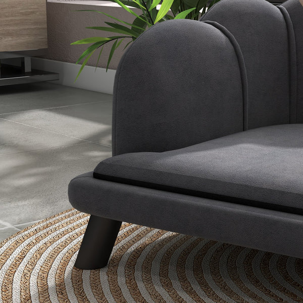 English Elm PawHut Velvet Dog Couch with Pearl Back, Removable Foam Cushion, Birch Legs, Spacious 38.75" W W2225P200486