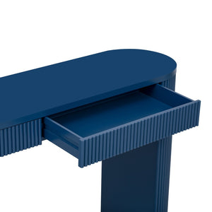 English Elm U_Style 58.2" Console Table With Dual Drawers, Arched Legs & Stripe Design For Entryway & Living Room N711P289125V-GIGA