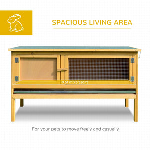 English Elm Pawhut Wooden Rabbit Hutch - Sturdy Fir Wood Cage With Waterproof Roof & Easy Access For Pets W2225P200687-GIGA