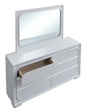 English Elm Milan Modern White Dresser with Integrated Led Lighting and Full Extension Drawers White B078P497945