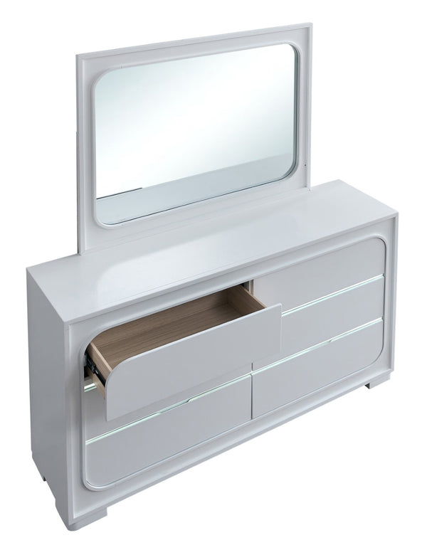 English Elm Milan Modern White Dresser with Integrated Led Lighting and Full Extension Drawers White B078P497945