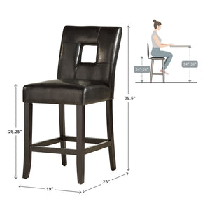 Breanne Upholstered Counter Stool with Keyhole Back and Rubberwood Frame for Kitchen