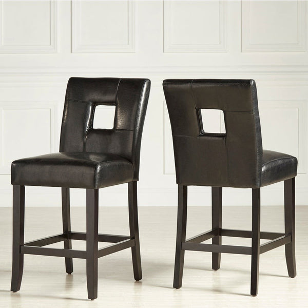 Breanne Upholstered Counter Stool with Keyhole Back and Rubberwood Frame for Kitchen
