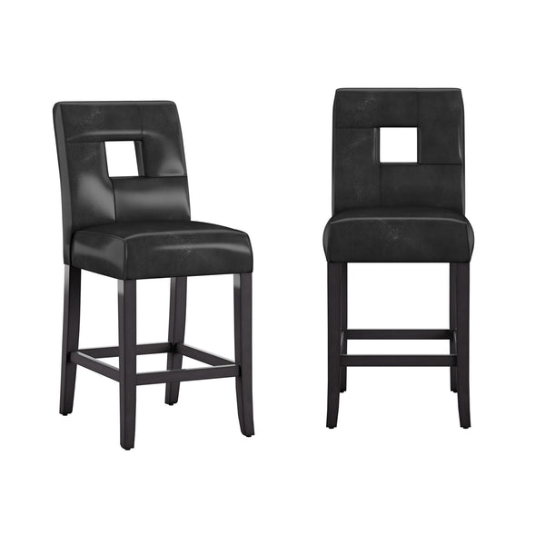 Breanne Upholstered Counter Stool with Keyhole Back and Rubberwood Frame for Kitchen