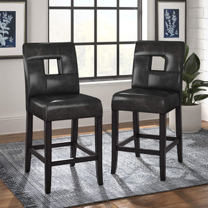 Breanne Upholstered Counter Stool with Keyhole Back and Rubberwood Frame for Kitchen