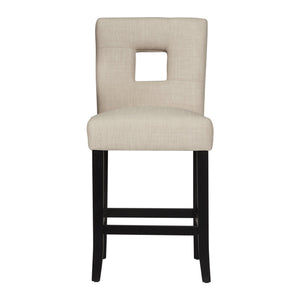 Breanne Upholstered Counter Stool with Keyhole Back and Rubberwood Frame for Kitchen
