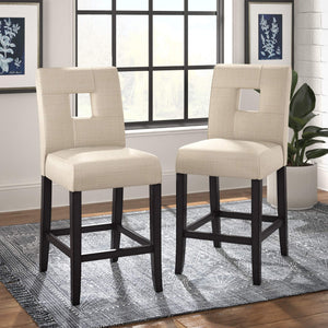 Breanne Upholstered Counter Stool with Keyhole Back and Rubberwood Frame for Kitchen