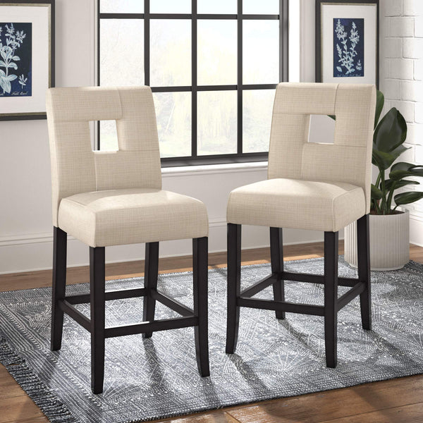 Breanne Upholstered Counter Stool with Keyhole Back and Rubberwood Frame for Kitchen