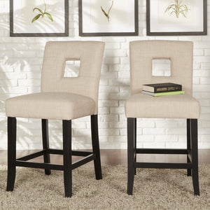 Breanne Upholstered Counter Stool with Keyhole Back and Rubberwood Frame for Kitchen