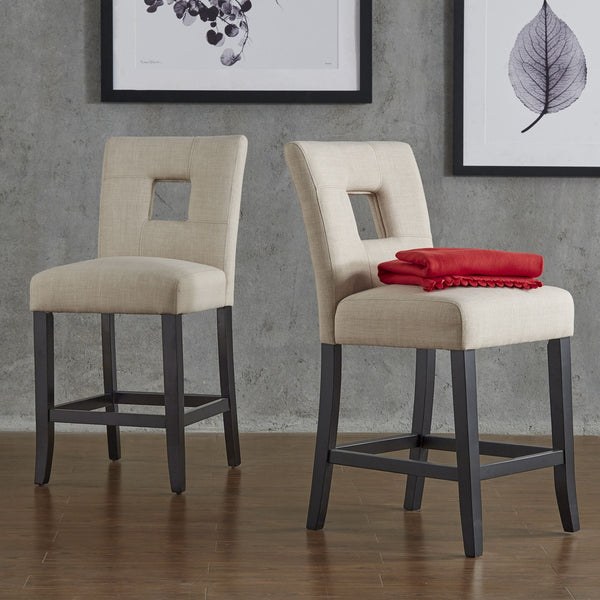 Breanne Upholstered Counter Stool with Keyhole Back and Rubberwood Frame for Kitchen