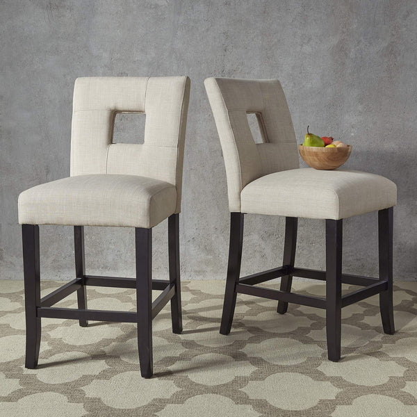 Breanne Upholstered Counter Stool with Keyhole Back and Rubberwood Frame for Kitchen