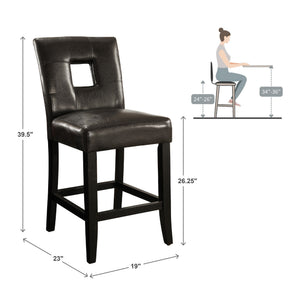 Breanne Upholstered Counter Stool with Keyhole Back and Rubberwood Frame for Kitchen
