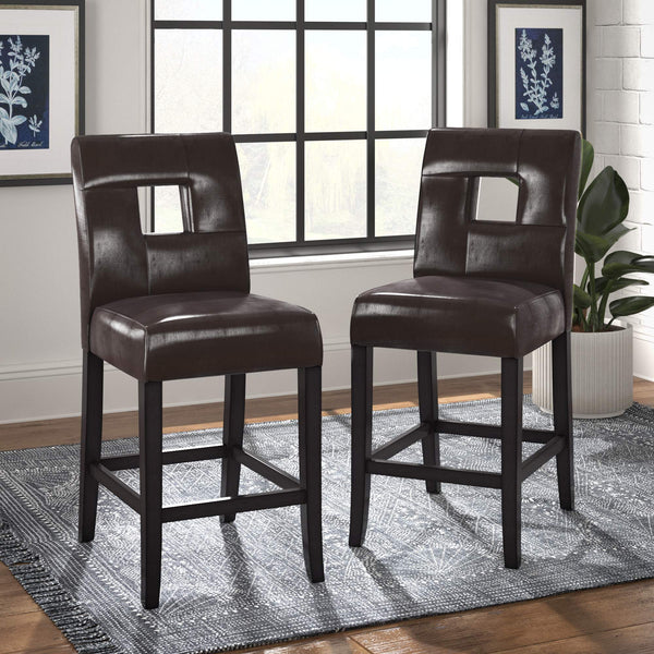 Breanne Upholstered Counter Stool with Keyhole Back and Rubberwood Frame for Kitchen