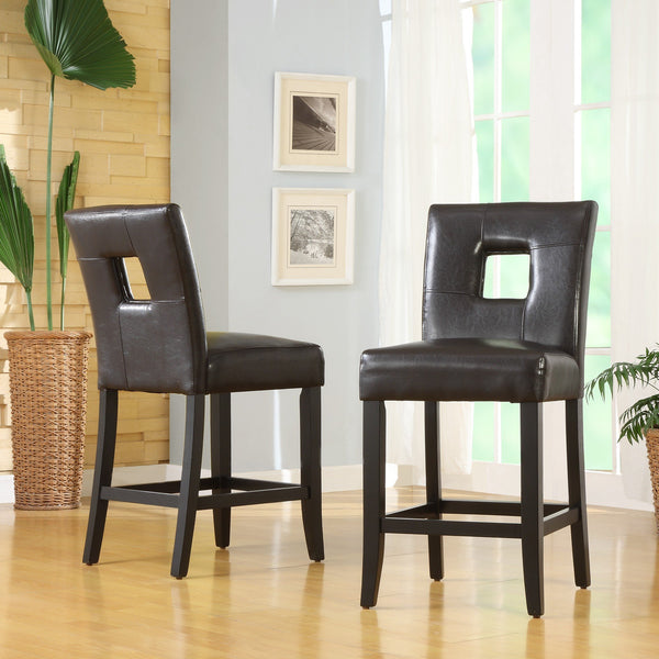 Breanne Upholstered Counter Stool with Keyhole Back and Rubberwood Frame for Kitchen